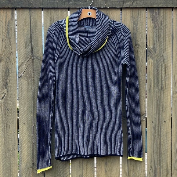 Lilla P Cowl Neck Sweater Angora Cashmere Blend Neon Ringer Style XS - Picture 1 of 3